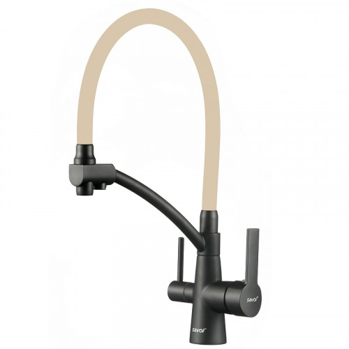 Смеситель для кухни Savol S-L1805H-12 цвет Черный Бежевый