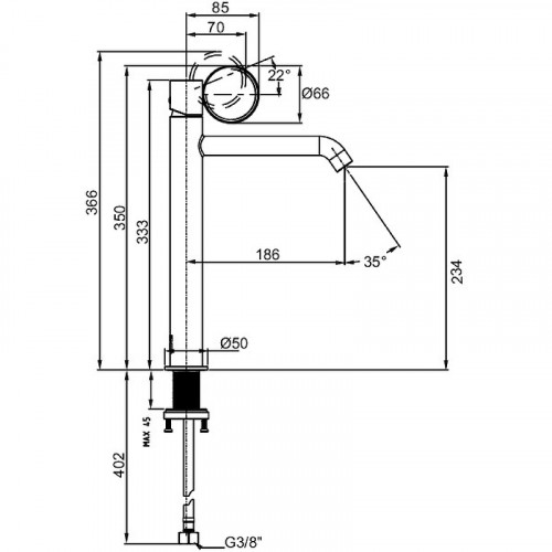 Смеситель для раковины Jacob Delafon Vivienne Signature E38683-LB2-BL Черный матовый латунь