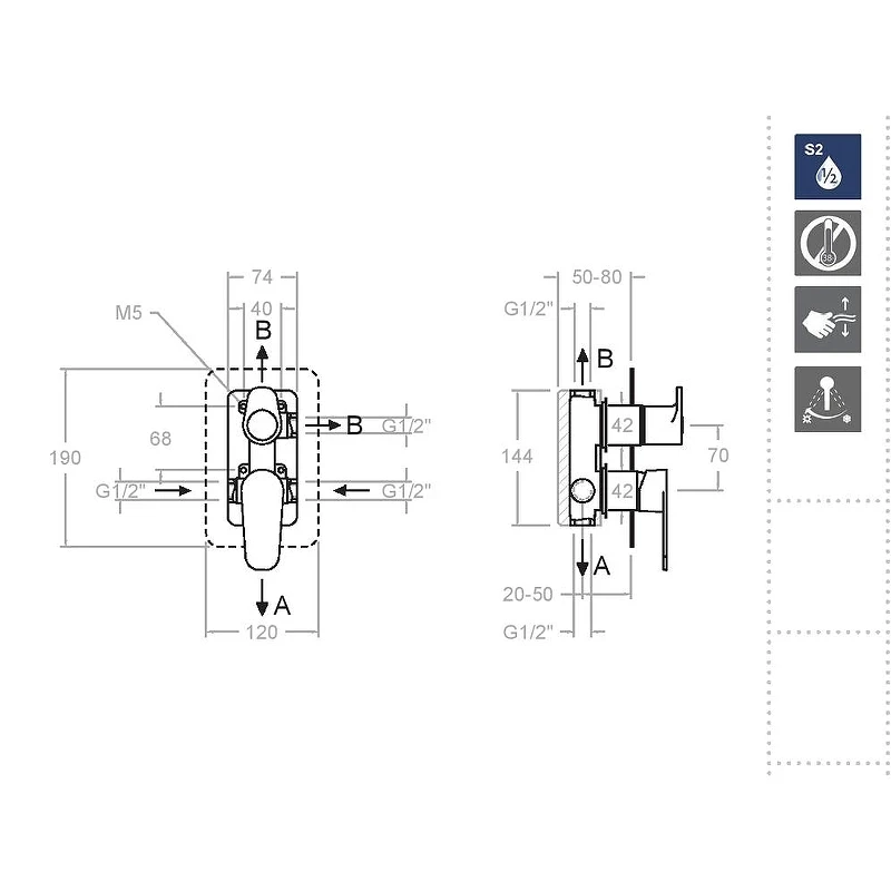 Смеситель для душа Ramonsoler Alexia 361503SNC Никель брашированный