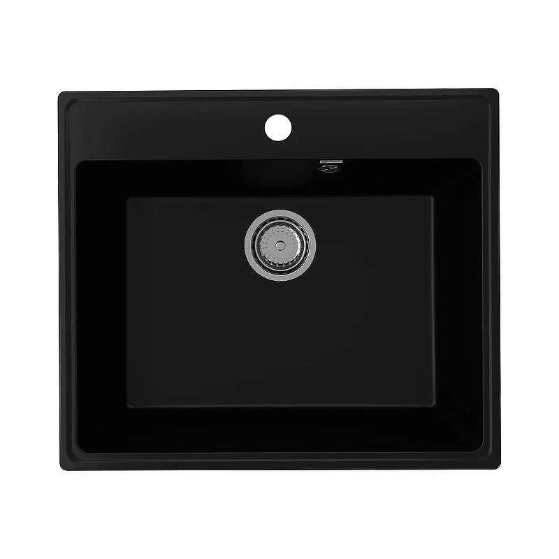 Кухонная мойка Ulgran Quartz Forte 580-07 Уголь со смесителем Viko V-3224 Хром Черный