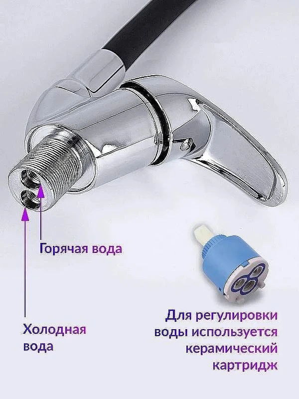 Кухонная мойка Ulgran Quartz Forte 580-07 Уголь со смесителем Viko V-3224 Хром Черный