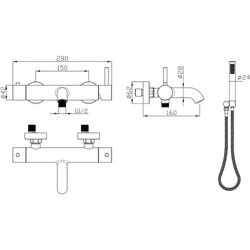 Смеситель для душа Milacio Ultra MCU.350.GD Брашированное золото нержавеющая сталь на стену