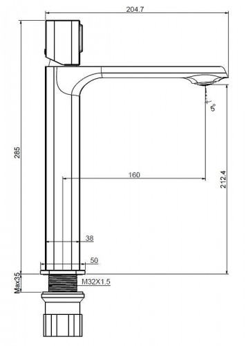 Cмеситель для кухни Creavit Alfa AL6500S цвет Черный матовый