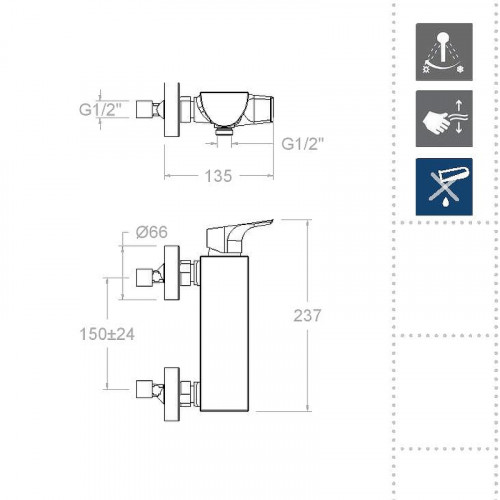 Смеситель для душа Ramonsoler Urban Chic 210801S Хром