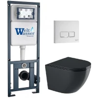 Комплект унитаза с инсталляцией WeltWasser MARBERG 410 + MERZBACH 043 GL-BL + MAR 410 SE GL-WT 10000012197 цвет Белый глянцевый с сиденьем Микролифт и клавишей смыва цвет Белый глянцевый