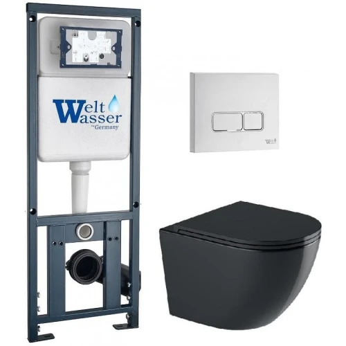Комплект унитаза с инсталляцией WeltWasser MARBERG 410 + MERZBACH 043 GL-BL + MAR 410 SE GL-WT 10000012197 цвет Белый глянцевый с сиденьем Микролифт и клавишей смыва цвет Белый глянцевый