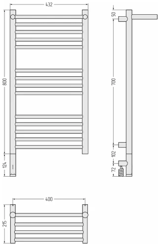 Электрический полотенцесушитель Сунержа Богема 3.1 с 1 полкой 80x40 15-6006-8040 цвет Тёмный титан муар