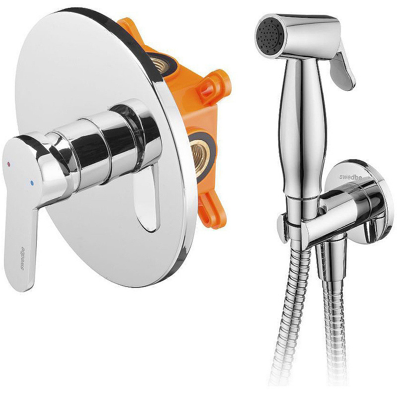 Гигиенический душ со смесителем Swedbe Platta 5524 Хром латунь на стену