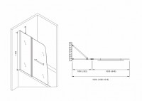Шторка на ванну Abber Ewiges Wasser AG50100B профиль Черный стекло прозрачное