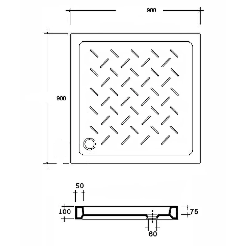 Керамический душевой поддон RGW CER CR B 90x90 19170199-04 Черный