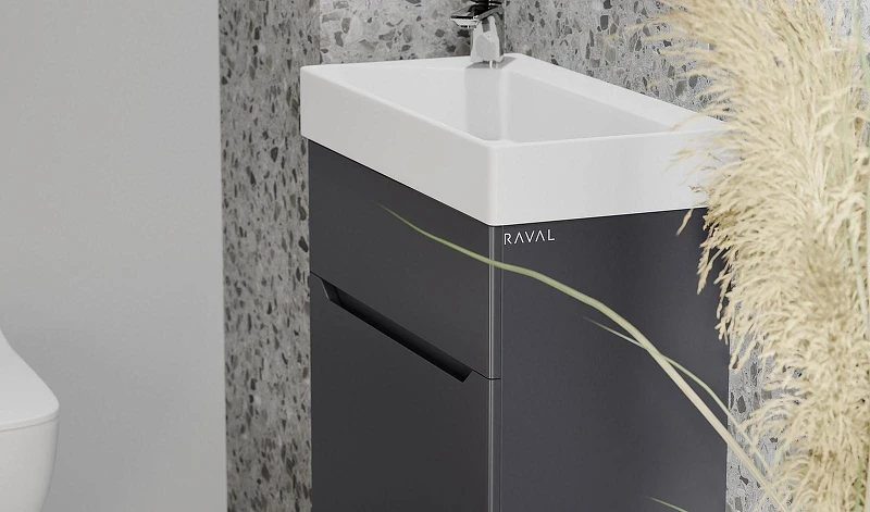 Тумба под раковину Raval Brik 65 Wel.01.100/P/W/RL подвесная цвет Антрацит