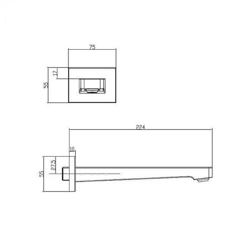 Излив для смесителя Villeroy&Boch Architectura Square TVT125002000K5 цвет Черный матовый