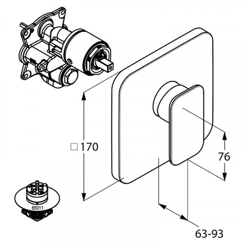 Смеситель для душа Kludi E2 496550575 Хром латунь встраиваемый