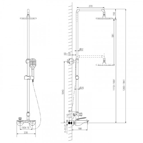 Душевая система Lemark Bellario LM6862C Хром латунь на стену