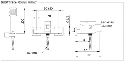 Смеситель для ванны Remer Absolute AU02XV цвет Сталь