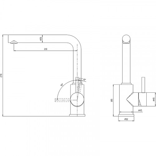 Смеситель для кухни Milacio Ultra MCU.555.SS Нержавеющая сталь нержавеющая сталь