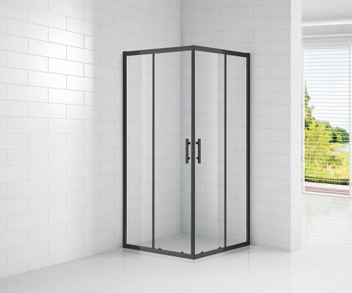 Душевой уголок Cezares Eco 100x100 ECO-O-A-2-100-C-NERO профиль Черный матовый стекло прозрачное