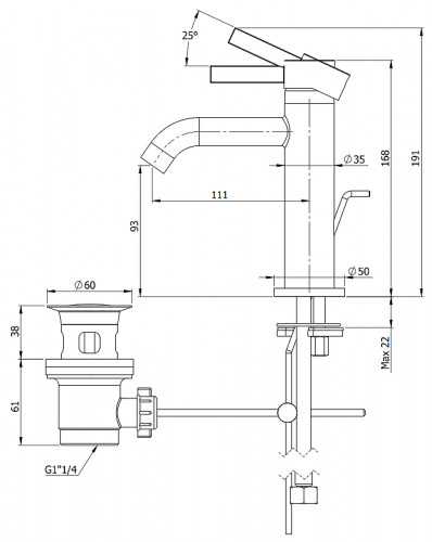 Смеситель для раковины Remer Metrica MC10 цвет Хром