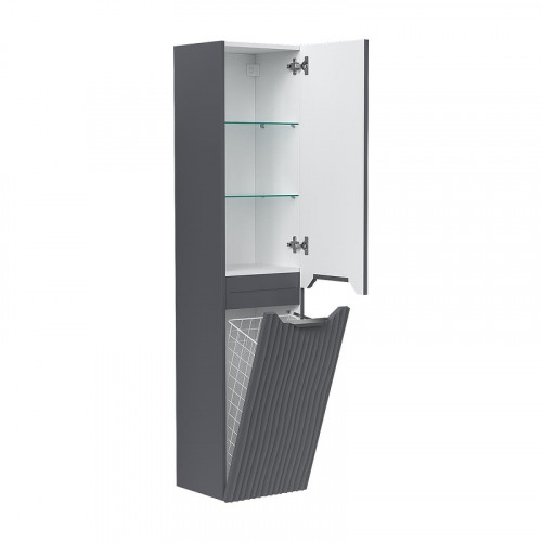 Шкаф пенал Equil Mirage 36 ppMIRAGE36.R.KZ-07 подвесной с бельевой корзиной цвет Графит софт