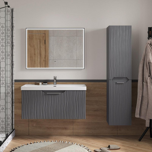 Шкаф пенал Equil Mirage 36 ppMIRAGE36.R.KZ-07 подвесной с бельевой корзиной цвет Графит софт