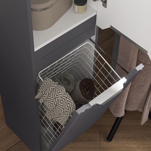 Шкаф пенал Equil Mirage 36 ppMIRAGE36.R.KZ-07 подвесной с бельевой корзиной цвет Графит софт