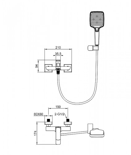 Смеситель для ванны Wonzon & Woghand Forza WW-639031-1-CR цвет Хром