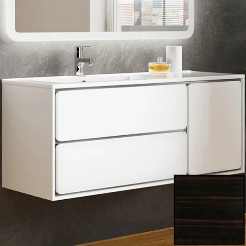 Тумба с раковиной SanVit Бруно-2 120 L kbruno2120 с фактурой под дерево подвесная Черное дерево МДФ / ЛДСП