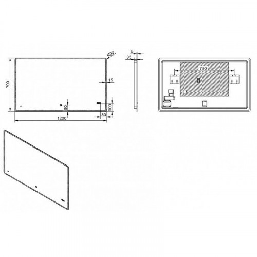 Зеркало Esbano 120 ESMI2073YDS с подсветкой с сенсорным выключателем с подогревом и часами стекло