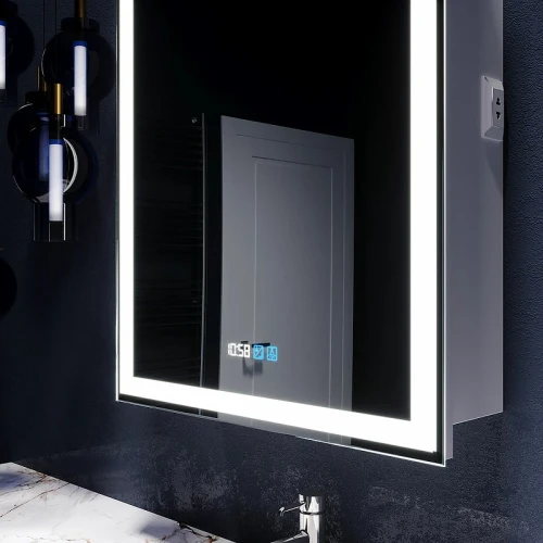 Зеркальный шкаф Silver Mirrors Киото 60 LED-00002358 с подсветкой Белый МДФ / ЛДСП, стекло
