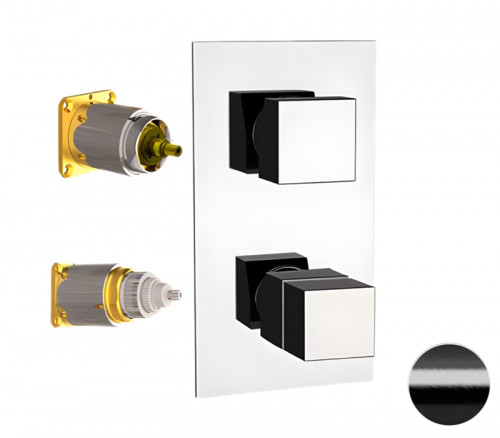 Смеситель для душа Remer Q-Elegance QT93KBCFP с термостатом цвет Черный брашированный хром