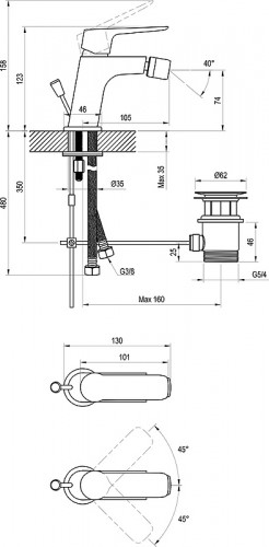 Смеситель для биде Ravak Classic CL 055.00 X070082 Хром латунь