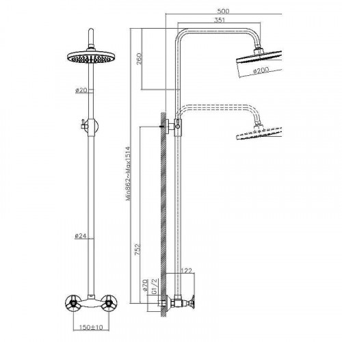 Душевая система Rossinka Q02-44 Хром