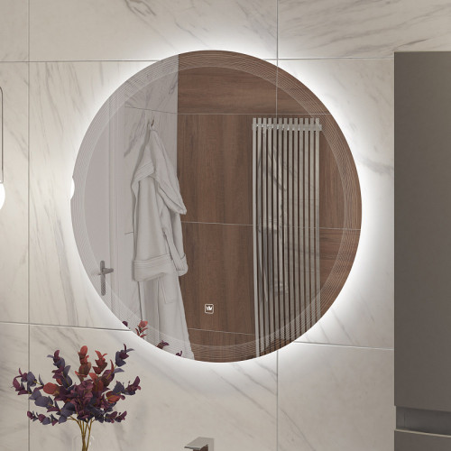 Зеркало Cezares Eco 90 CZR-SPC-ECO-900-LED-TCH с подсветкой с лазерной гравировкой и сенсорным выключателем стекло