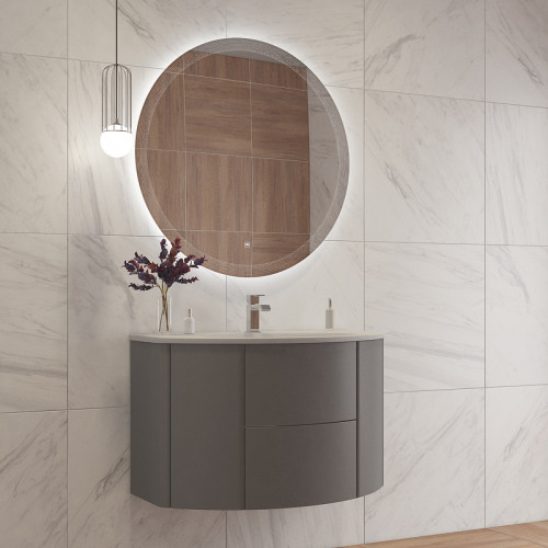 Зеркало Cezares Eco 90 CZR-SPC-ECO-900-LED-TCH с подсветкой с лазерной гравировкой и сенсорным выключателем стекло