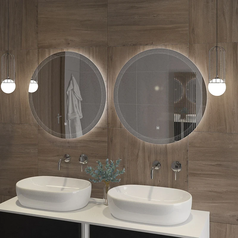 Зеркало Cezares Eco 90 CZR-SPC-ECO-900-LED-TCH с подсветкой с лазерной гравировкой и сенсорным выключателем стекло