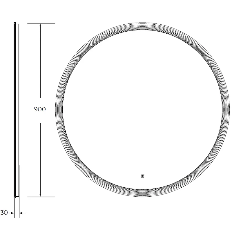 Зеркало Cezares Eco 90 CZR-SPC-ECO-900-LED-TCH с подсветкой с лазерной гравировкой и сенсорным выключателем стекло