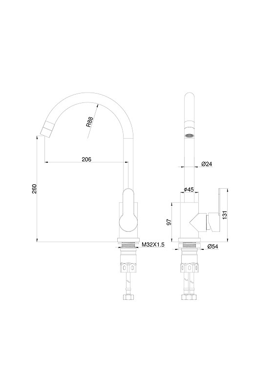 Смеситель для кухни Wonzon & Woghand WW-AE4554-BS цвет Брашированный никель