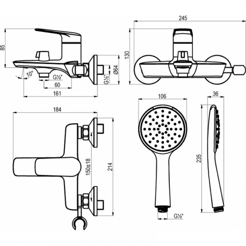 Смеситель для ванны Lemark Verba LM11414C цвет Хром
