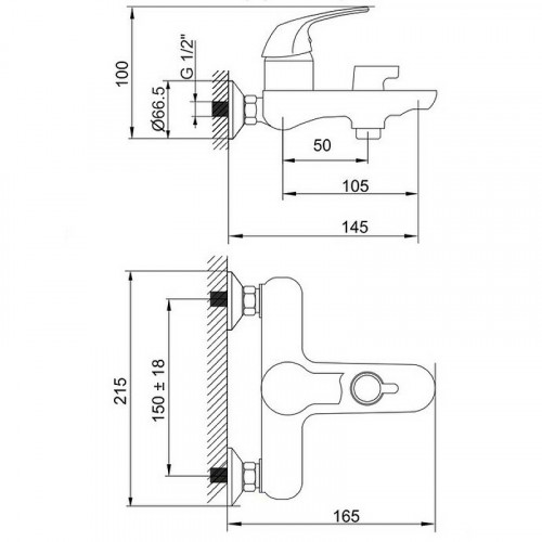 Смеситель для ванны Aringa Рейн AR02005WH Белый латунь на стену