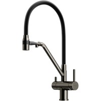 Смеситель для кухни Sancos Dora SC4003GG Вороненая сталь Черный латунь