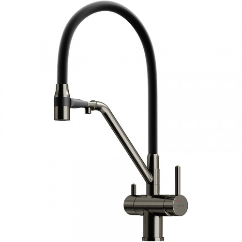 Смеситель для кухни Sancos Dora SC4003GG Вороненая сталь Черный латунь