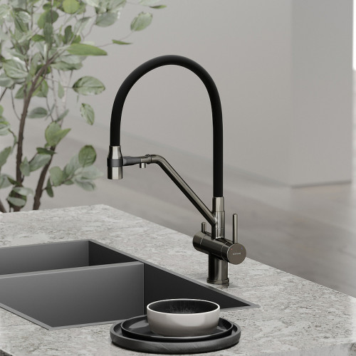 Смеситель для кухни Sancos Dora SC4003GG Вороненая сталь Черный латунь