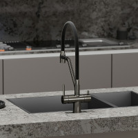 Смеситель для кухни Sancos Dora SC4003GG Вороненая сталь Черный латунь