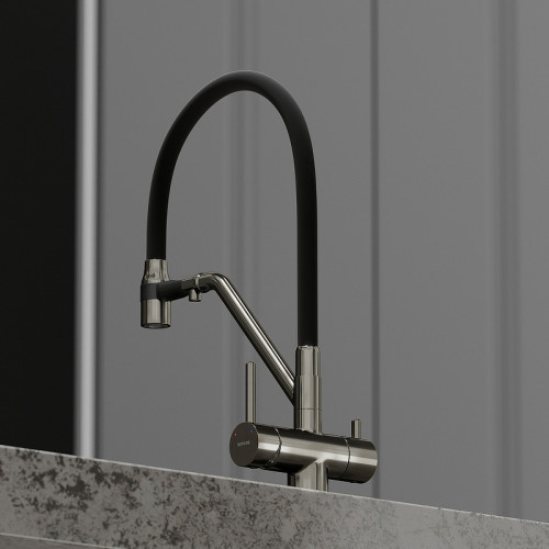 Смеситель для кухни Sancos Dora SC4003GG Вороненая сталь Черный латунь