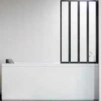 Шторка на ванну Veconi Palau PL-74BR 90 R PL74BR-90-01-19C4 профиль Черный матовый стекло прозрачное