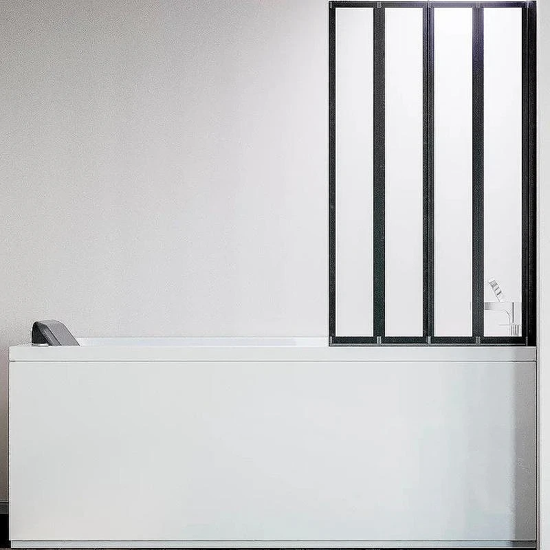 Шторка на ванну Veconi Palau PL-74BR 90 R PL74BR-90-01-19C4 профиль Черный матовый стекло прозрачное