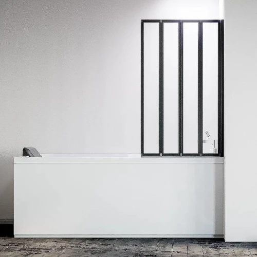 Шторка на ванну Veconi Palau PL-74BR 90 R PL74BR-90-01-19C4 профиль Черный матовый стекло прозрачное