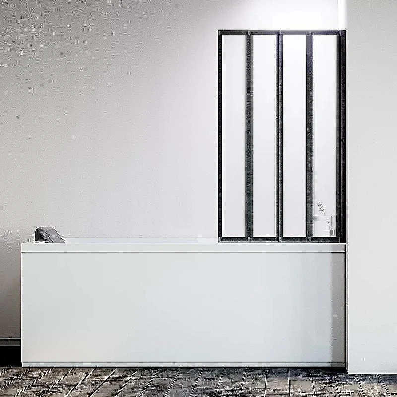 Шторка на ванну Veconi Palau PL-74BR 90 R PL74BR-90-01-19C4 профиль Черный матовый стекло прозрачное