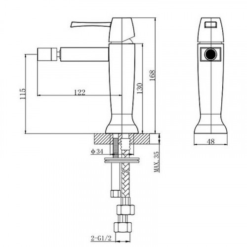 Смеситель для биде Caprigo Diamante 50-030-crm Хром латунь