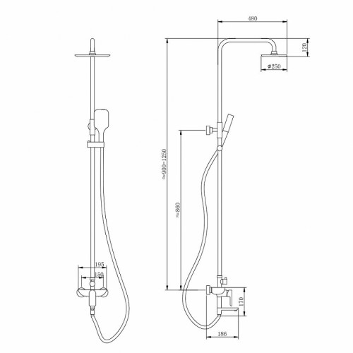 Душевая система Abber Weiss Insel AF8016N Хром латунь на стену
